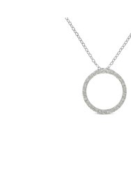 .925 Sterling Silver 1/3 Cttw Round-cut Diamond Open Circle Halo 18" Pendant Necklace