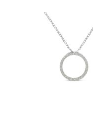 .925 Sterling Silver 1/3 Cttw Round-Cut Diamond Open Circle Halo 18" Pendant Necklace