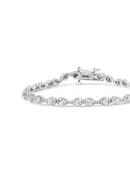 .925 Sterling Silver 1/4 Cttw Diamond Beaded Marquise Shape Link Bracelet - I-J Color, I1-I2 Clarity - Size 7.25" - Silver
