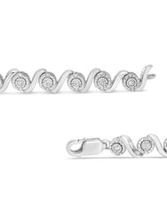 .925 Sterling Silver 1/4 Cttw Diamond Beaded Marquise Shape Link Bracelet - I-J Color, I1-I2 Clarity - Size 7.25"