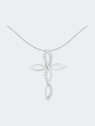 .925 Sterling Silver 1/4 Cttw Diamond Cross Pendant Necklace - White