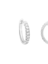 .925 Sterling Silver 1/4 Cttw Diamond Hoop Earrings