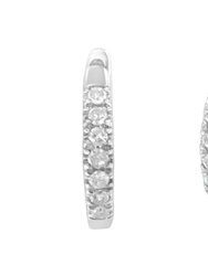 .925 Sterling Silver 1/4 Cttw Diamond Hoop Earrings