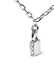 .925 Sterling Silver 1/4 Cttw Diamond Lock 20" Pendant Necklace with Paperclip Chain (H-I Color, SI2-I1 Clarity)