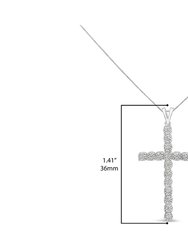 .925 Sterling Silver 1/4 Cttw Diamond Miracle Set Cross Unisex Pendant Necklace 18"