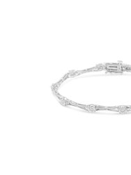 .925 Sterling Silver 1/4 Cttw Diamond Miracle-Set Flared-Bar 7" Link-Style Tennis Bracelet