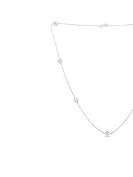 .925 Sterling Silver 1/4 Cttw Diamond Open Quatrefoil Flower Floating Station 18" Necklace