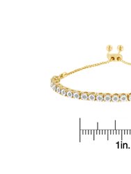 .925 Sterling Silver 1/4 Cttw Miracle-Set Diamond 4"-10" Adjustable Bolo Tennis Bracelet