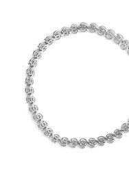 .925 Sterling Silver 1/4 Cttw Miracle Set Diamond and Beaded 7.25" Tennis Bracelet (I-J Color, I2-I3 Clarity)