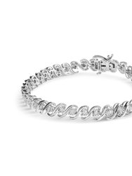 .925 Sterling Silver 1/4 Cttw Miracle Set Diamond and Beaded 7.25" Tennis Bracelet (I-J Color, I2-I3 Clarity) - Sliver