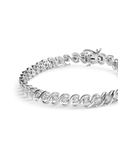 Haus of Brilliance .925 Sterling Silver 1/4 Cttw Miracle Set Diamond and Beaded 7.25" Tennis Bracelet (I-J Color, I2-I3 Clarity) product