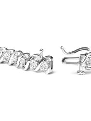 .925 Sterling Silver 1/4 Cttw Miracle Set Diamond and Beaded 7.25" Tennis Bracelet (I-J Color, I2-I3 Clarity)