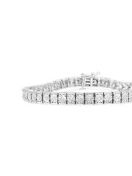 .925 Sterling Silver 1/4 Cttw Miracle Set Diamond And Beading Classic Tennis Bracelet - I-J Color, I2-I3 Clarity - 7.25" - Silver