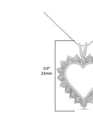 .925 Sterling Silver 1/4 Cttw Miracle Set Diamond Open Heart 18" Pendant Necklace