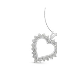 .925 Sterling Silver 1/4 Cttw Miracle Set Diamond Open Heart 18" Pendant Necklace
