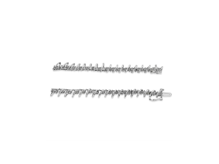.925 Sterling Silver 1/4 Cttw Miracle Set Diamond S Curve Link Bracelet
