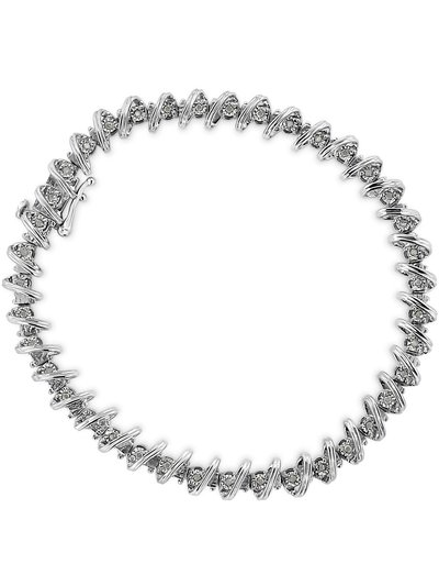 Haus of Brilliance .925 Sterling Silver 1/4 Cttw Miracle Set Diamond S Curve Link Bracelet product