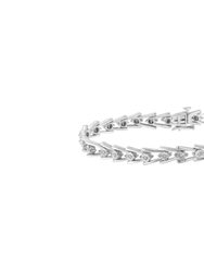 .925 Sterling Silver 1/4 cttw Miracle Set Diamond Sleek and Open "V"Bracelet - Silver