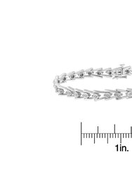 .925 Sterling Silver 1/4 cttw Miracle Set Diamond Sleek and Open "V"Bracelet
