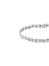 .925 Sterling Silver 1/4 cttw Miracle Set Diamond Sleek and Open "V"Bracelet