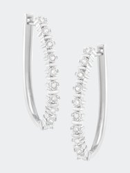 .925 Sterling Silver 1/4 cttw Miracle-Set Round-Cut Diamond Hoop Earring - White