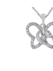 .925 Sterling Silver 1/4 Cttw Prong-Set Diamond Butterfly 18" Pendant Necklace