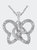 .925 Sterling Silver 1/4 Cttw Prong-Set Diamond Butterfly 18" Pendant Necklace - White