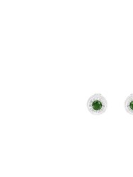 .925 Sterling Silver 1/4 Cttw Round Brilliant-Cut Green Diamond Miracle-Set Stud Earrings