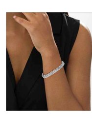 .925 Sterling Silver 1/4 Cttw Round-Cut Diamond Double Row Wrapped S-Link Bracelet