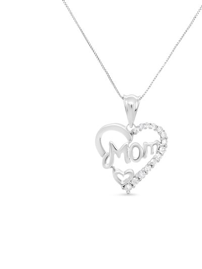 Haus of Brilliance .925 Sterling Silver 1/4 Cttw Round Diamond "Mom" Openwork Heart Pendant 18" Necklace - I-J Color, I2-I3 Clarity product