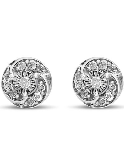 Haus of Brilliance .925 Sterling Silver 1/4 Cttw Round Diamond Spiral Halo Cluster Stud Earrings - I-J Color, I2-I3 Clarity product