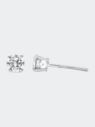 .925 Sterling Silver 1/4 cttw Treated Green Diamond Modern 4-Prong Solitaire Milgrain Stud Earrings