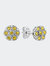 .925 Sterling Silver 1/4 Cttw Yellow Color Treated Diamond Cluster Flower Earrings