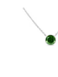 .925 Sterling Silver 1/5 Cttw Bezel Set Solitaire Treated Green Diamond 18" Pendant Necklace