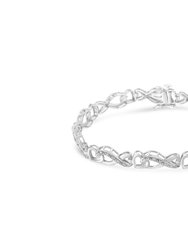 .925 Sterling Silver 1/5 Cttw Diamond 7” Infinity Heart Tennis Bracelet