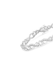 .925 Sterling Silver 1/5 Cttw Diamond 7” Infinity Heart Tennis Bracelet