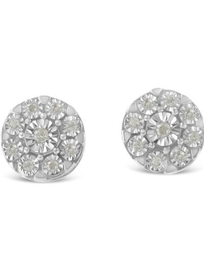 Haus of Brilliance .925 Sterling Silver 1/5 Cttw Diamond Miracle-Set Floral Cluster Push Back Stud Earrings product