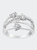 .925 Sterling Silver 1/5 Cttw Miracle-Set Diamond Heart Cross-Over Bypass Ring - White