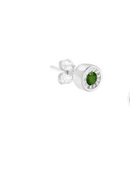 .925 Sterling Silver 1/5 Cttw Round Brilliant-Cut Green Diamond Miracle-Set Stud Earrings - White