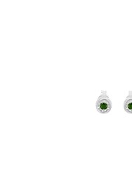 .925 Sterling Silver 1/5 Cttw Round Brilliant-Cut Green Diamond Miracle-Set Stud Earrings