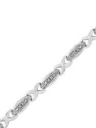 .925 Sterling Silver 1/5 Cttw Round-Cut Diamond "X" Link Bracelet - Size 7.50" - I-J Color, I2-I3 Clarity