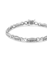 .925 Sterling Silver 1/5 Cttw Round-Cut Diamond "X" Link Bracelet - Size 7.50" - I-J Color, I2-I3 Clarity - Silver