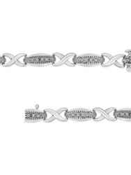 .925 Sterling Silver 1/5 Cttw Round-Cut Diamond "X" Link Bracelet - Size 7.50" - I-J Color, I2-I3 Clarity