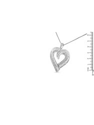 .925 Sterling Silver 1/6 cttw Diamond Heart Pendant Necklace