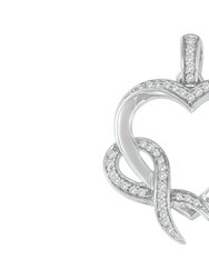 .925 Sterling Silver 1/6 cttw Diamond Heart Pendant Necklace - White