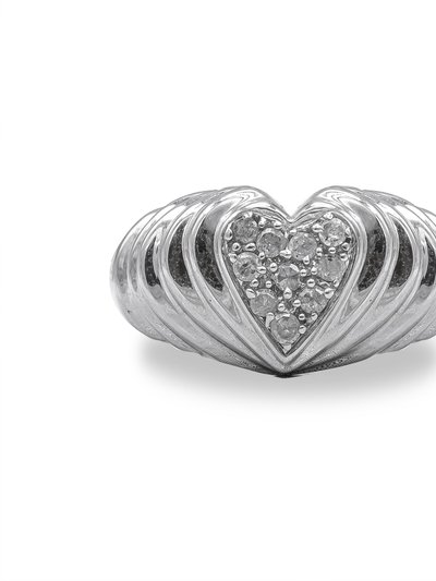 Haus of Brilliance .925 Sterling Silver 1/6 Cttw Round Diamond "Heartbeat" Heart Band Ring - I-J Color, I3 Clarity - Size 6 product