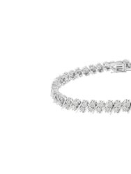 .925 Sterling Silver 1 Cttw Double Row Miracle Set Diamond Link Bracelet