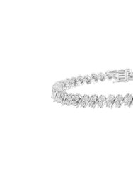 .925 Sterling Silver 1 Cttw Double Row Miracle Set Diamond Link Bracelet - White