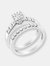 .925 Sterling Silver 1 cttw Lab-Grown Diamond Engagement Ring and Band Set