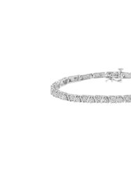 .925 Sterling Silver 1 Cttw Miracle Set Diamond Tennis Bracelet - White Gold